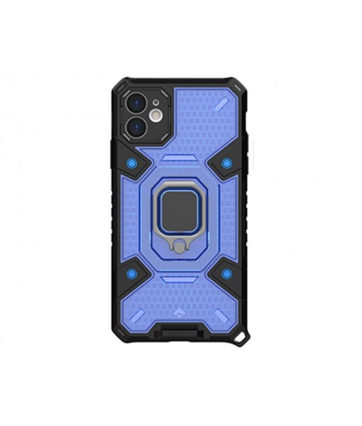 Husa Techsuit Honeycomb Armor Cu Inel Metalic, iPhone 12, Albastru